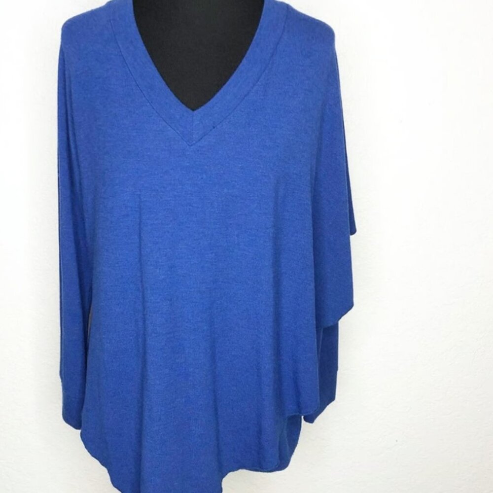 blue layered jersey knit top size Petite Large